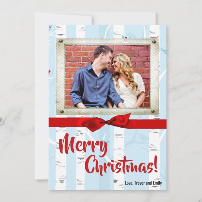 cartão com fotos de inverno XMAS, Árvore de Natal, (Frente)