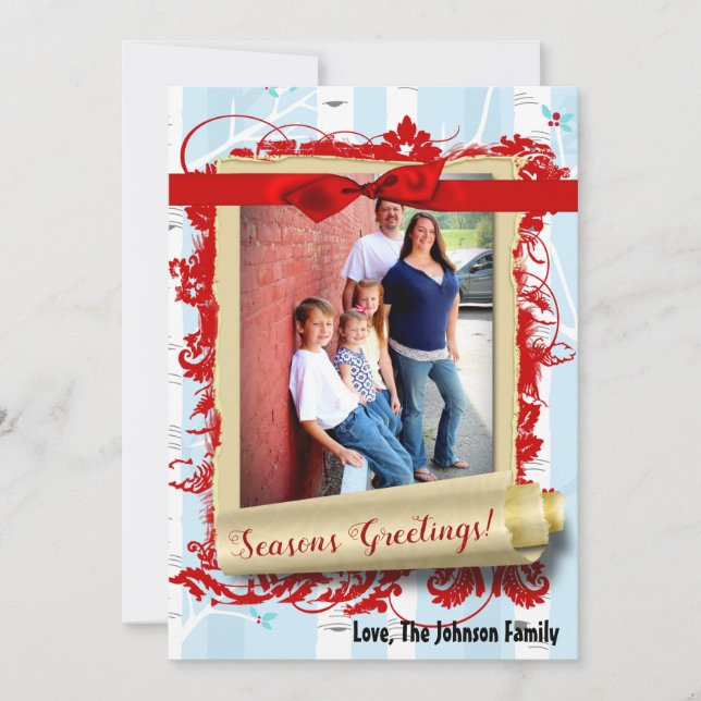 cartão com fotos de inverno XMAS, Árvore de Natal, (Frente)