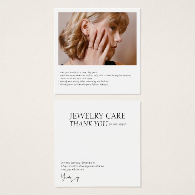 Cartão com fotos de Jewelry Care (Frente & Verso)