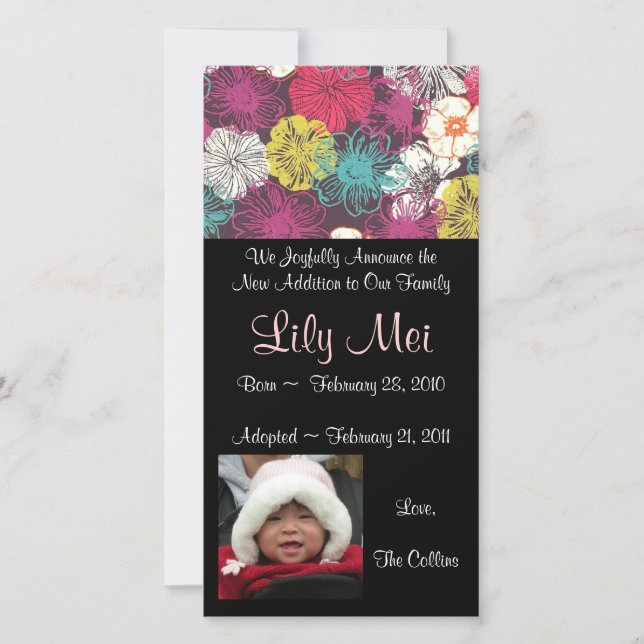 Cartão com fotos de lançamento da adoção (Frente)