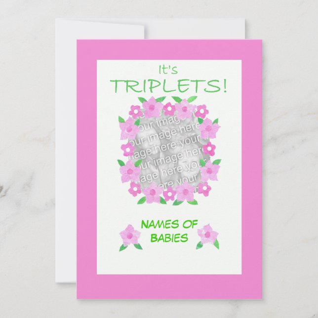 Cartão com fotos de lançamento da New Baby Girl tr (Frente)