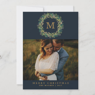 Cartão com fotos de monograma de cupão de férias