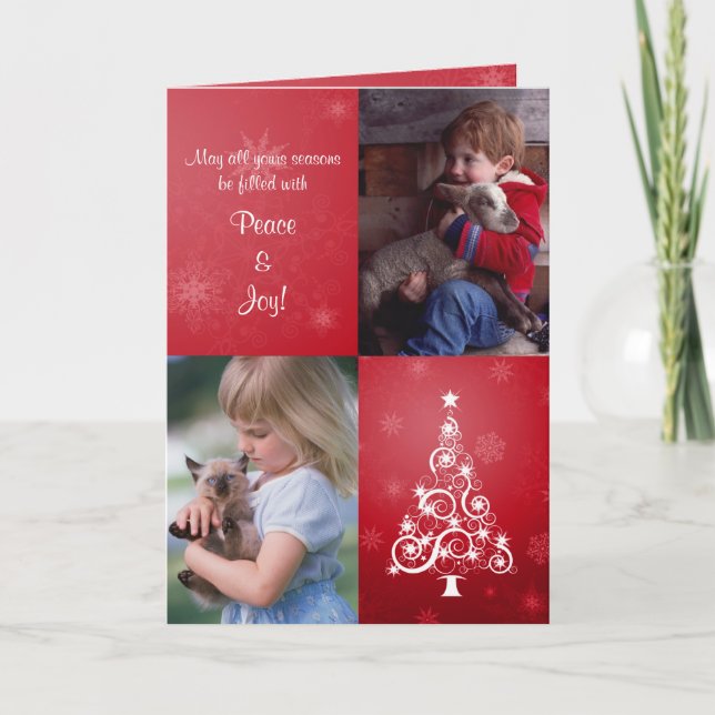 Cartão com fotos de Natal Brilhante (Frente)