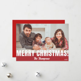 Cartão com fotos de Natal da família vermelha simp