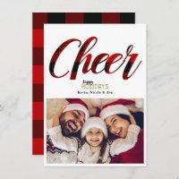 CARTÃO COM FOTOS de Natal da Xadrez Vermelha CHEER