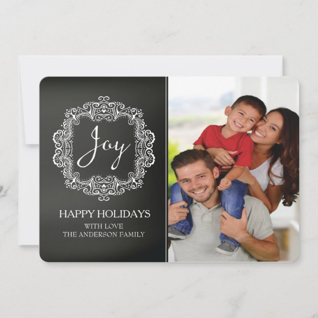 Cartão com fotos de Natal de Alegria Clássica (Frente)