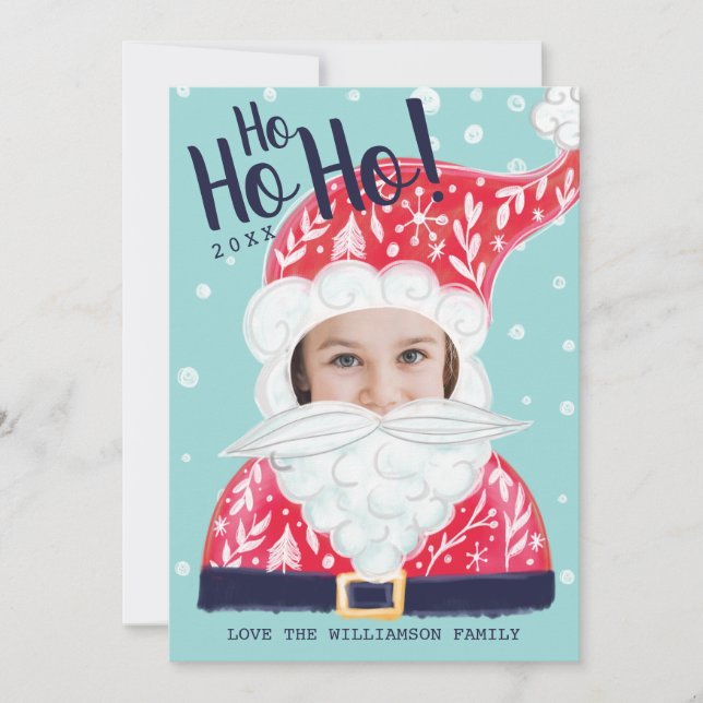 Cartão com fotos de Natal divertido Jolly Santa Cl (Frente)