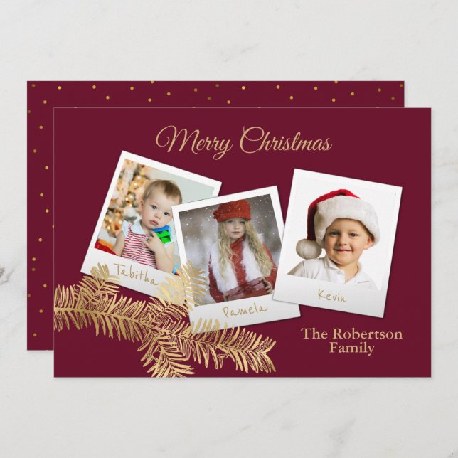 Cartão com fotos de Natal do Pinheiro de inverno (Frente/Verso)