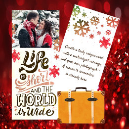 Cartão com fotos de Natal do Tema viagem