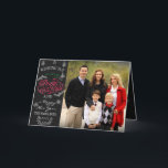 Cartão com fotos de Natal Dobrado em Chalkboard<br><div class="desc">Cartão com fotos dobrado de Natal em quadro chalkboard com aquarela "feliz roteiro pintado de Natal e giz de Natal e elementos de neve.</div>