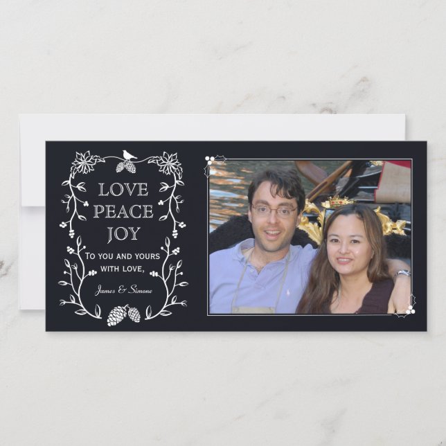 Cartão com fotos de Natal Evergreen (Frente)