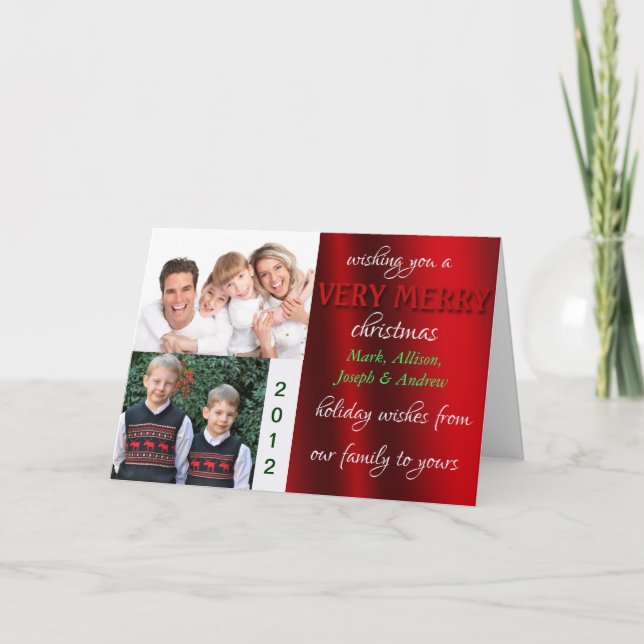Cartão com fotos de Natal feliz (Frente)