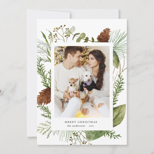 cartão com fotos de natal feliz de inverno (Frente)