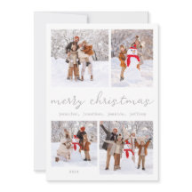 Cartão com fotos de Natal Feliz de inverno Branco