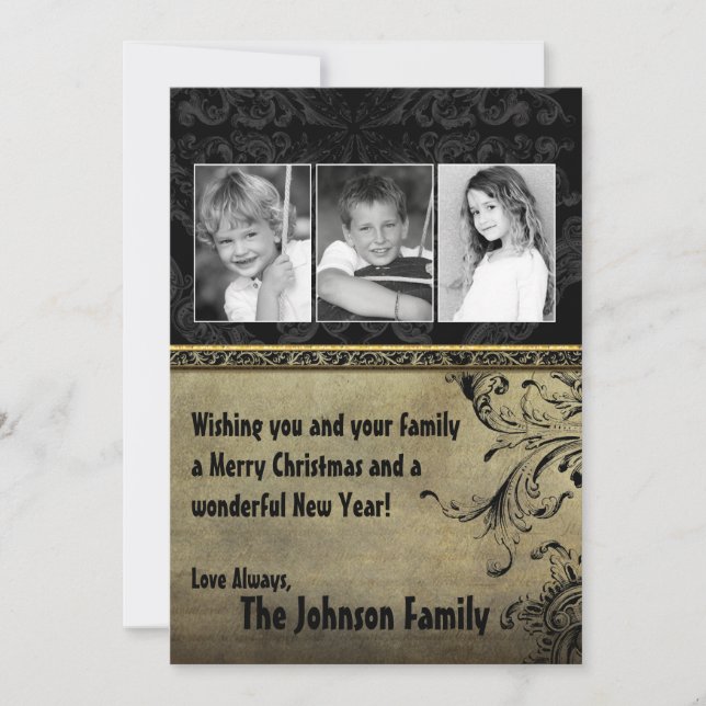 cartão com fotos de Natal Feliz XMAS 5x7 (Frente)