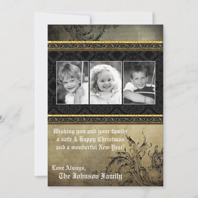 cartão com fotos de Natal Feliz XMAS 5x7 (Frente)