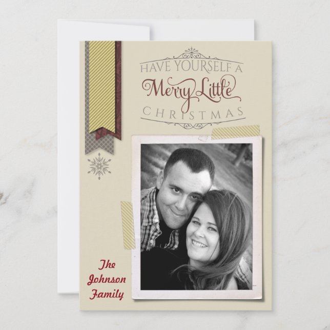 cartão com fotos de Natal Feliz XMAS 5x7 (Frente)