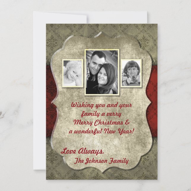 cartão com fotos de Natal Feliz XMAS 5x7 (Frente)