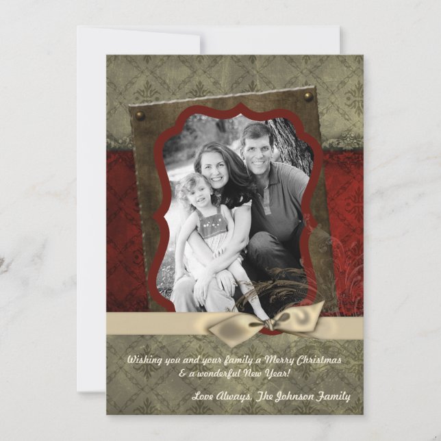 cartão com fotos de Natal Feliz XMAS 5x7 (Frente)