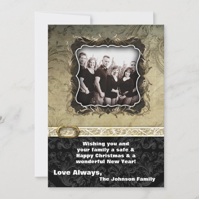 cartão com fotos de Natal Feliz XMAS 5x7 (Frente)