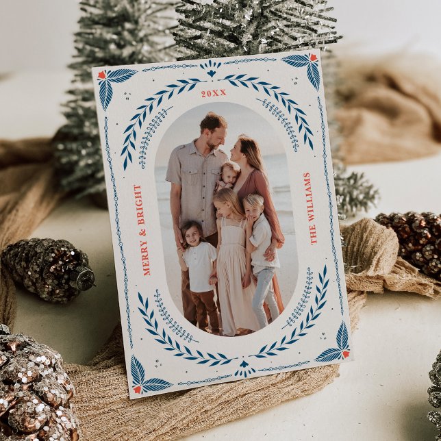 Cartão com fotos de Natal Folk Art (Criador carregado)