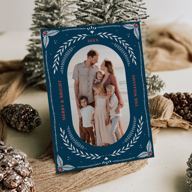 Cartão com fotos de Natal Folk Art (Criador carregado)