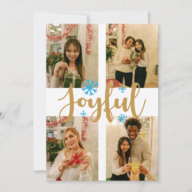 Cartão com fotos de Natal Joyfull (Frente)