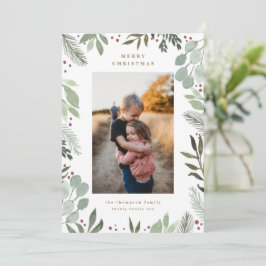 Cartão com fotos de Natal Merry Watercolor