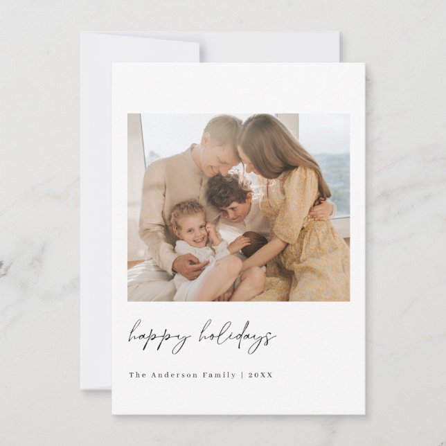 Cartão com fotos de Natal minimalista (Frente)