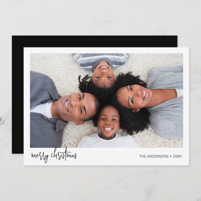 Cartão com fotos de Natal Minimalista (Frente/Verso)