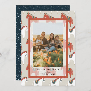 Cartão com fotos de Natal Padrão de Dala Horse