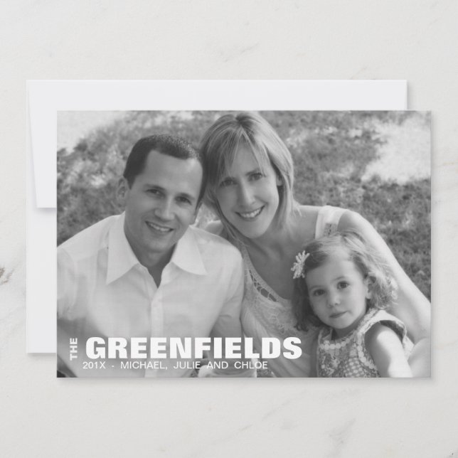 Cartão com fotos de Natal preto e branco moderno (Frente)