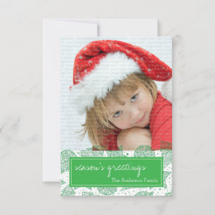 Cartão com fotos de Natal Verde e Branco