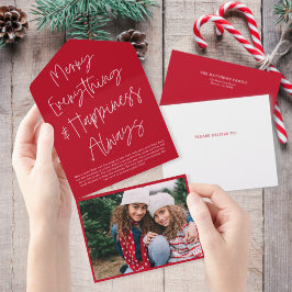 Cartão com fotos de Natal Vermelho de Script Moder