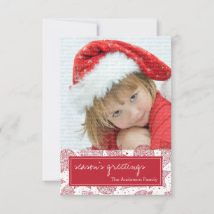 Cartão com fotos de Natal Vermelho e Branco