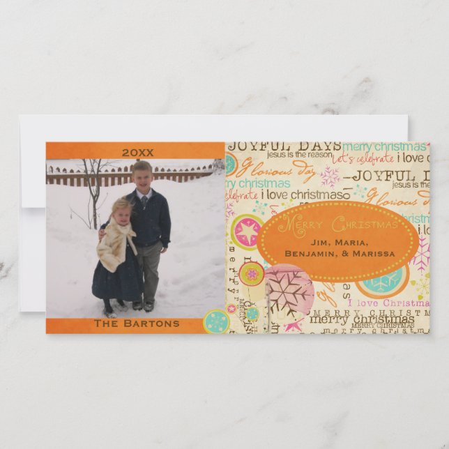 Cartão com fotos de Natal Whimsical (Frente)