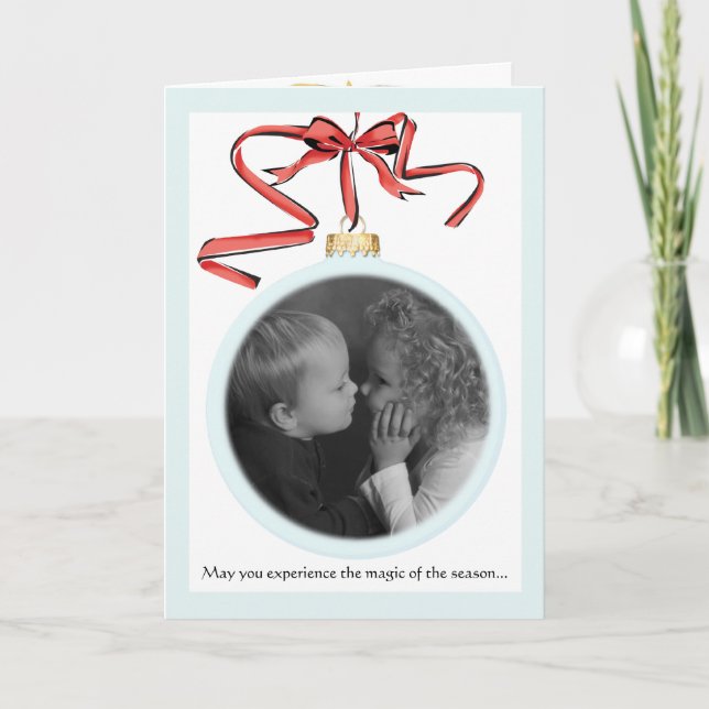 Cartão com fotos de ornamentos de Feriado dobrado (Frente)