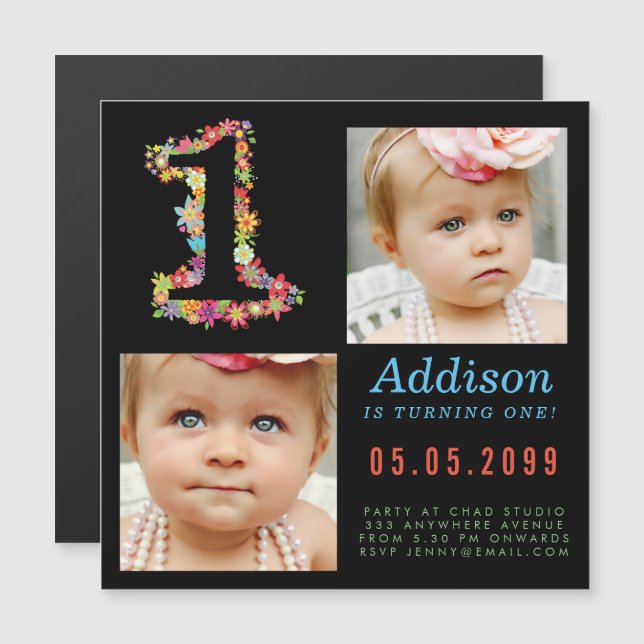 Cartão com fotos de Partido do primeiro aniversari (Frente/Verso)