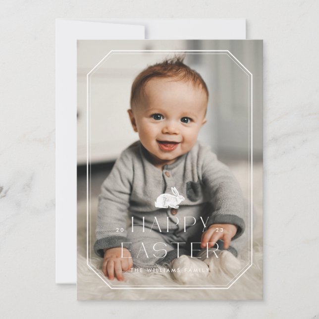 Cartão com fotos de Páscoa de quadros coelhinhos V (Frente)