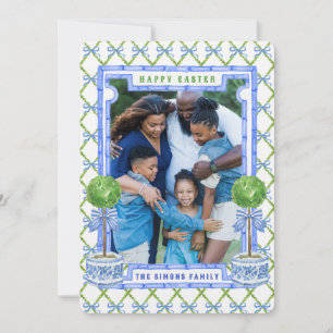 Cartão com fotos de Páscoa Topiário Chinoiserie