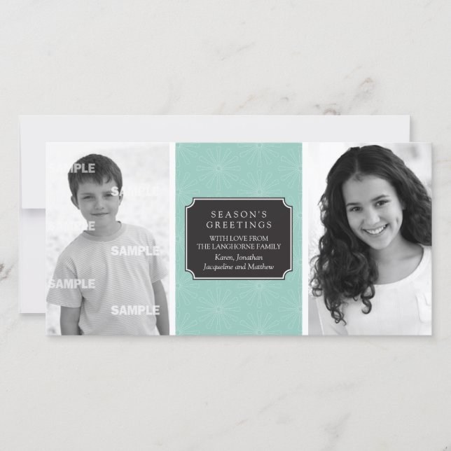 Cartão com fotos de Quadro Floral Pontilhado (Frente)