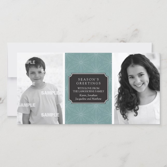 Cartão com fotos de Quadro Floral Pontilhado (Frente)