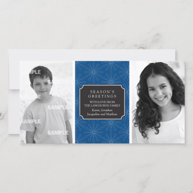 Cartão com fotos de Quadro Floral Pontilhado (Frente)