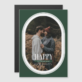 Cartão com fotos de Quadro Oval Verde de Feriados