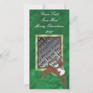 Cartão com fotos de Reindeer de Natal