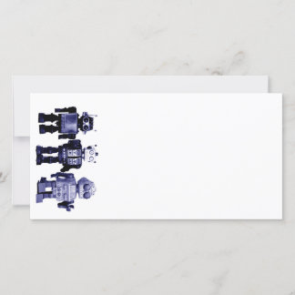 cartão com fotos de robôs azuis