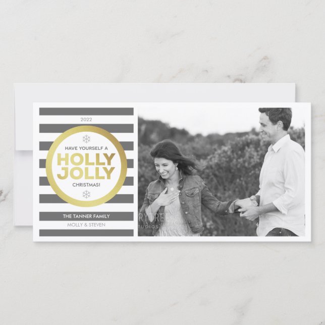 Cartão com fotos de saudação personalizada Holly J (Frente)