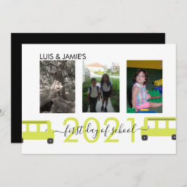 Cartão com fotos de Script do Primeiro Dia de Ônib