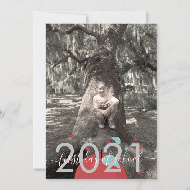 Cartão com fotos de Script Moderno da Apple no Pri (Frente)