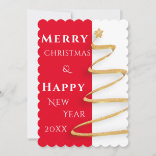 Cartão com fotos de Solteiro de Natal Vermelho e B